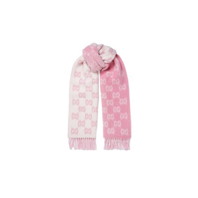 GUCCI FRINGED JACQUARD-KNIT SCARF (202*37.5cm) 